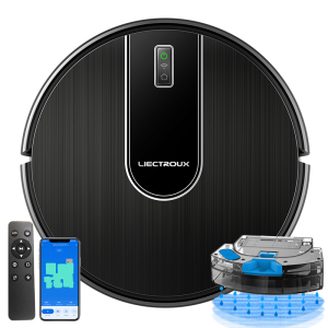 Aspirador de pó robô LIECTROUX L200-U, combo de esfregona seca e úmida, mapeamento inteligente, aplicativo WiFi, sucção 4KPa, motor sem escova, funciona com Alexa e Google Assistant, ideal para pêlos de animais, carpete, piso duro